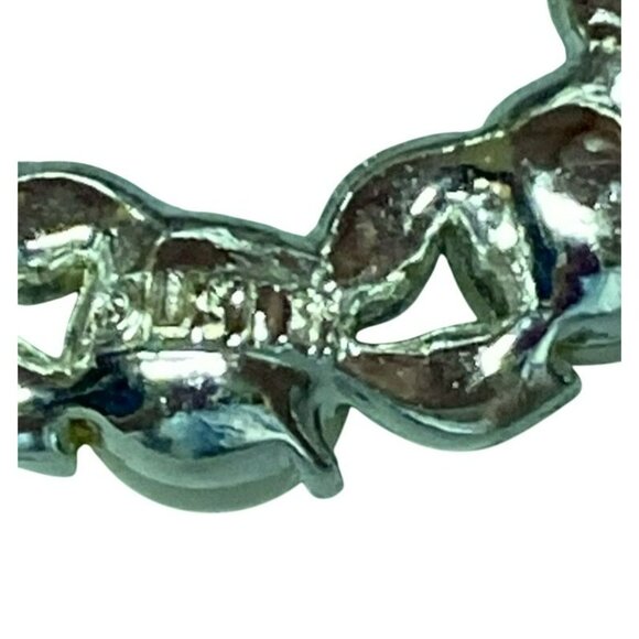 Vintage Signed Lisner Faux Pearl & Rhinestone Circle Brooch Pin - Picture 5 of 5